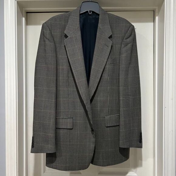 Claiborne Men's Wool Houndstooth Blue Olive Sport Coat Jacket Blazer Size 42Long - Picture 6 of 15